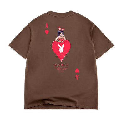 Ace of Hearts Distressed Tee - Chocolate