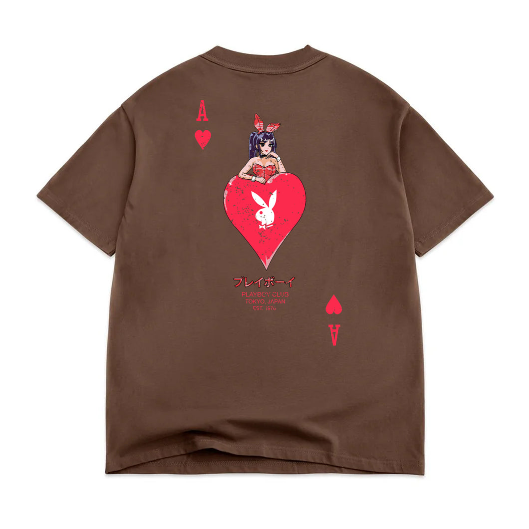 Ace of Hearts Distressed Tee - Chocolate