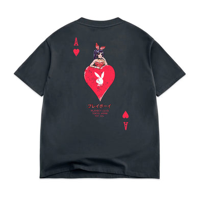 Ace of Hearts Distressed Tee - Vintage Black