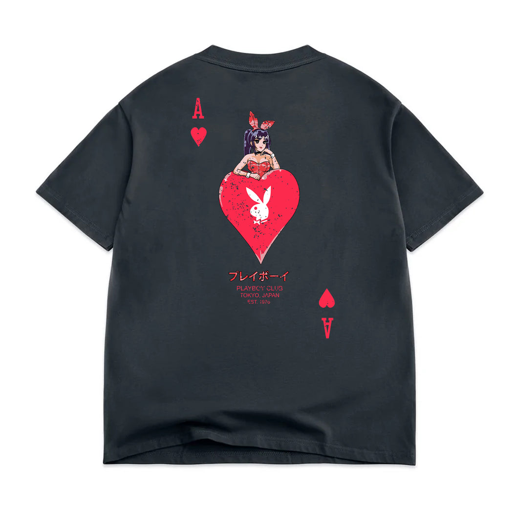Ace of Hearts Distressed Tee - Vintage Black