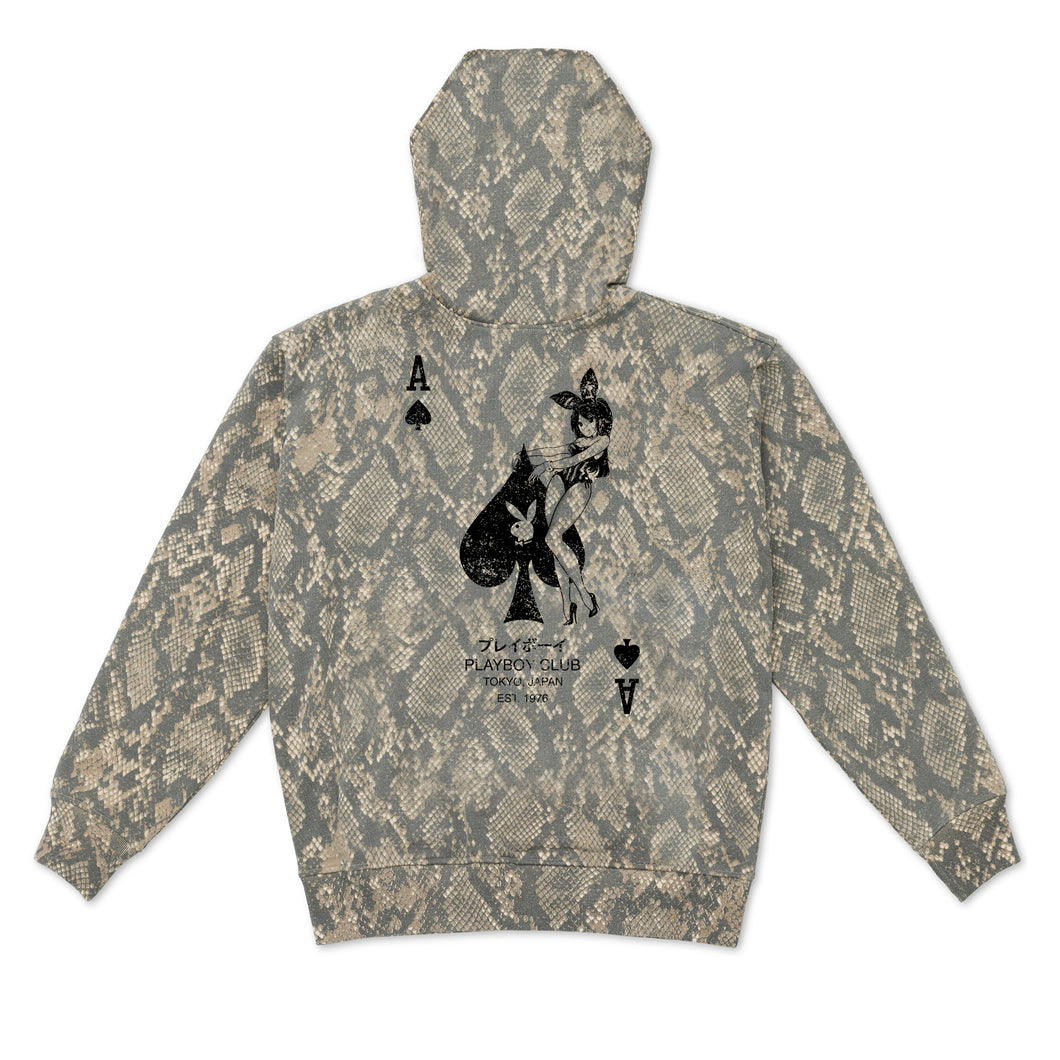 Ace of Spades Distressed Hoodie - Rattlesnake