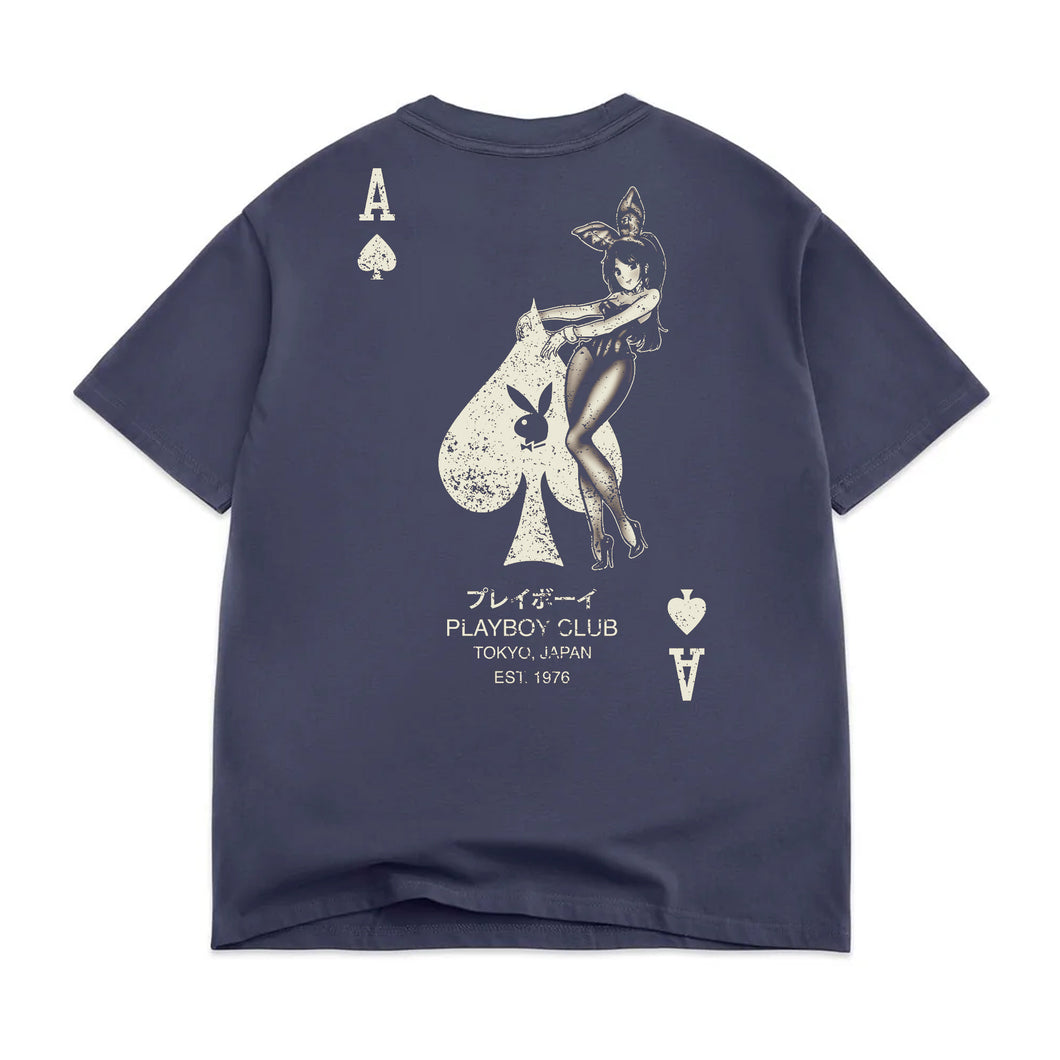 Ace of Spades Distressed Tee - Navy