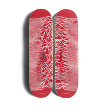 Load image into Gallery viewer, Joy Division Unknown Pleasures Skateboard Set - Red / Silver Foil