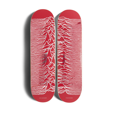 Joy Division Unknown Pleasures Skateboard Set - Red / Silver Foil