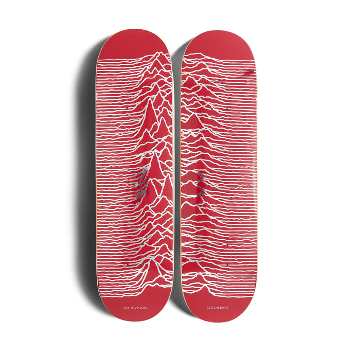 Joy Division Unknown Pleasures Skateboard Set - Red / Silver Foil