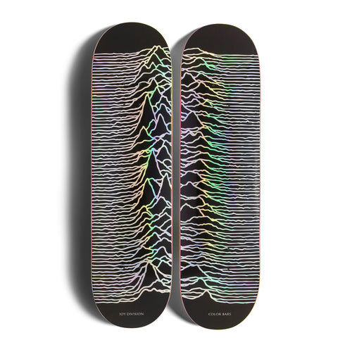Joy Division Unknown Pleasures Skateboard Set - Black / Holographic Foil