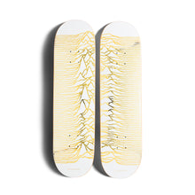 Load image into Gallery viewer, Joy Division Unknown Pleasures Skateboard Set - White / Gold Foil