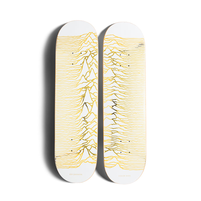 Joy Division Unknown Pleasures Skateboard Set - White / Gold Foil