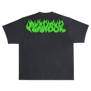 Flames 2.0 Tee (BOXY FIT) - Black/Slime Green