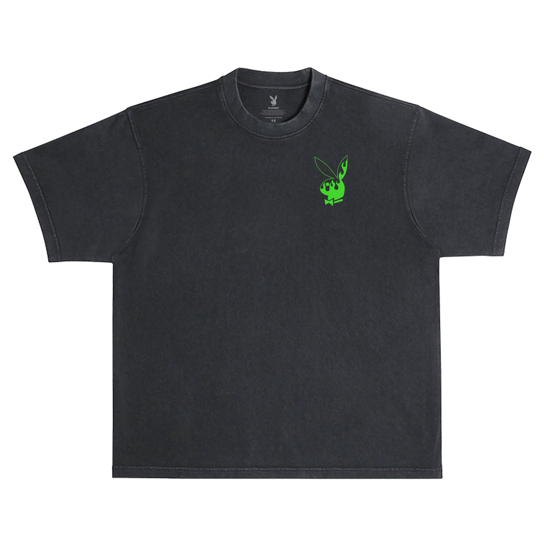 Flames 2.0 Tee (BOXY FIT) - Black/Slime Green