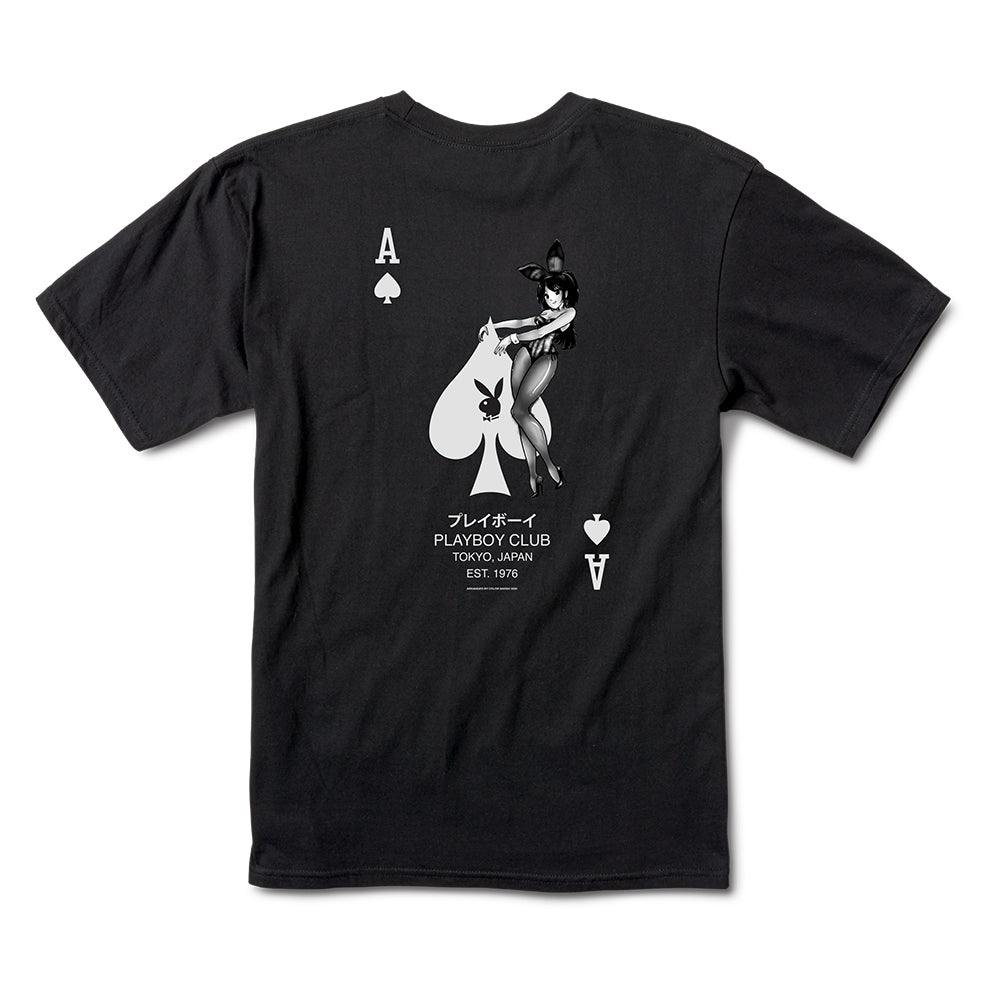 海外【COLOR BARS x Playboy】 Ace Of Spades Mens Boxy Tee Color Bars x Playboy Ace Of Spades Black T-Shirt | Zumiez