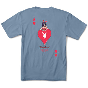 Playboy Ace of Hearts Tee - Stone Blue