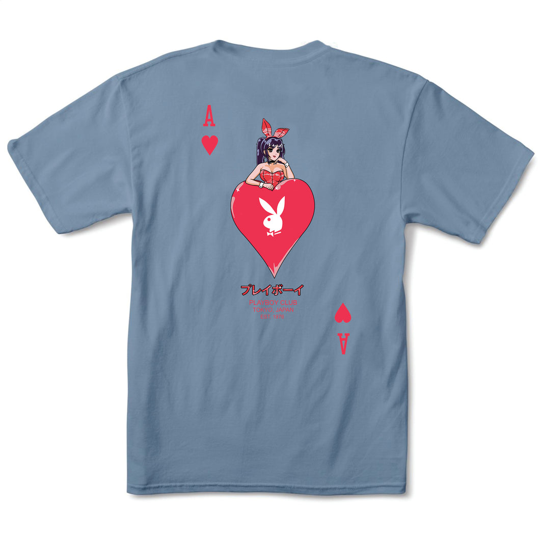 Playboy Ace of Hearts Tee - Stone Blue