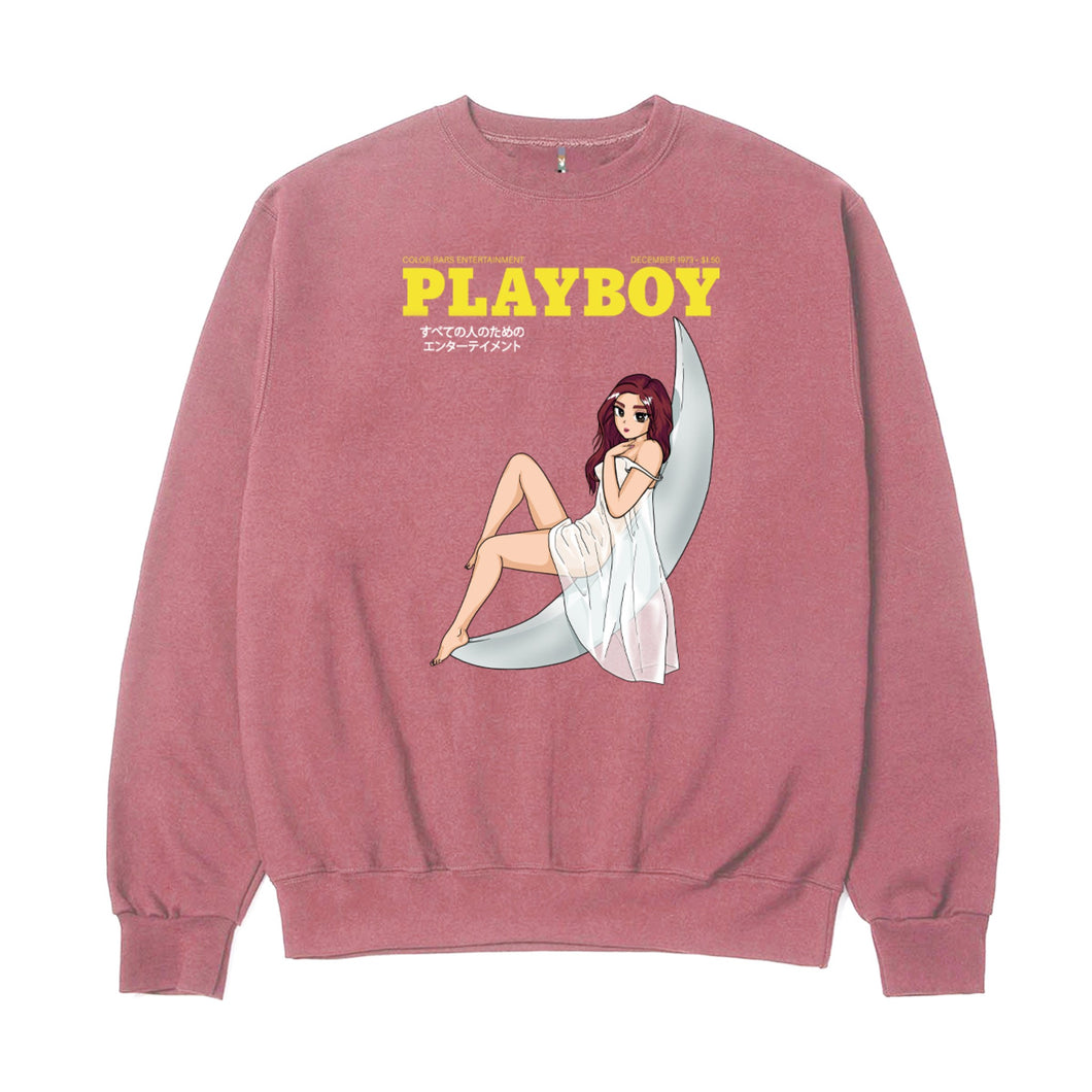 Playboy Moonlit Crewneck - Pigment Maroon
